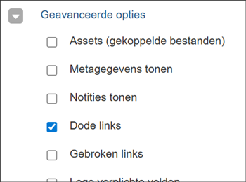 Dode links zoeken in iprox.cms